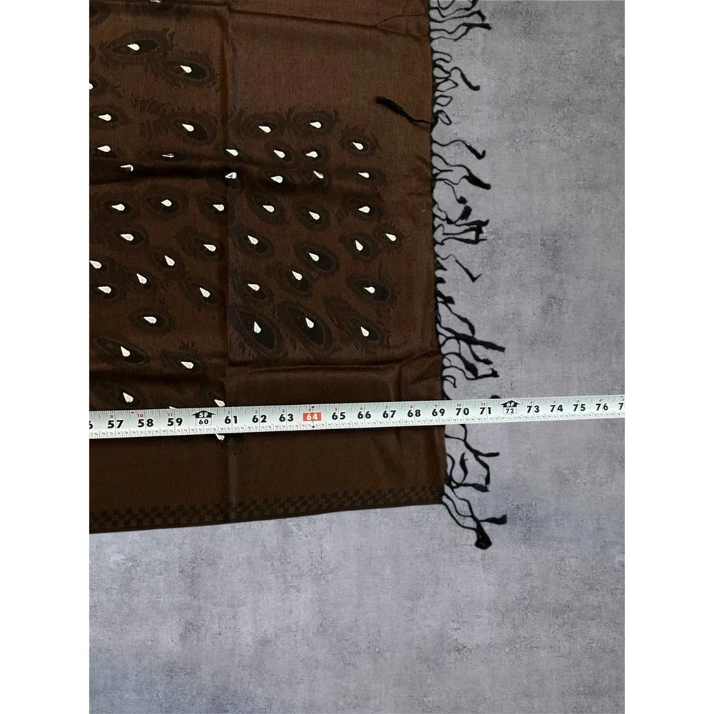 Dark Brown Peacock Floral Studded Pashmina 69x27